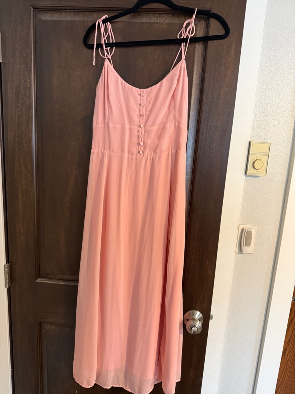 Abercrombie & Fitch Pink Tie-Strap Maxi Dress